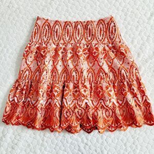 NEW Melissa Bell orange skirt bright vibrant mini scalloped hem bold small